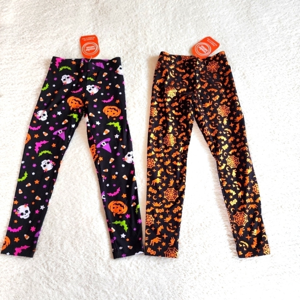 NWT girl's Halloween leggings bundle of 2, size XS 4/5